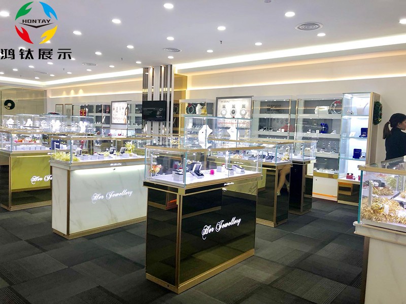 玻璃珠寶展柜,珠寶展柜廠(chǎng)家,玻璃珠寶展示柜定制,鴻鈦定制珠寶展柜,